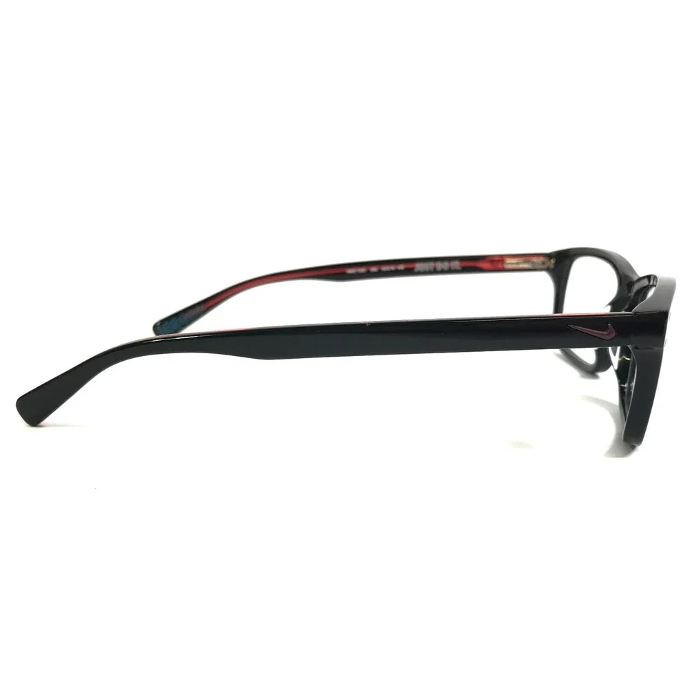 Nike Eyeglasses Frames 7242 002 Shiny Black Red Rectangle Full Rim 53-16-140